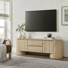 Modway Duval 71" Oval TV Cabinet - Light Oak-2 Drawers and 2 Cupboards