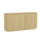 Manhattan Comfort Olivia 60" Modern Sideboard - Natural Oak-Pedestal Base For Easy Cleaning and a Modern Touch