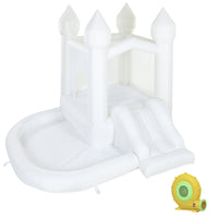 Qaba Inflatable Bounce House for Kids with Slide, Ball Pit & 370W Blower - 8.2 x 7.4 x 6.6 FT - White-All-white theme allows personalized decoration for any stylish party
