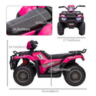 Aosom Kids 12V Battery Powered Ride-on ATV with Music, LED Lights and Treaded Tires - Pink-You can connect a device with the MP3 port and USB port 