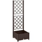 Outsunny - bac de jardin surélevé en plastique 16 po L x 16 po l x 48 po H avec treillis-Le treillis soutient les plantes grimpantes pour une croissance verticale
