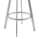 Armen Living Chelsea 29" Bar Height Swivel Bar Stool in Grey Faux Leather & Brushed Stainless Steel-7