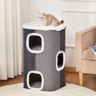 PawHut 4-Story Cat Condo House with Sisal Scratching Surface - Grey-Four levels, connected via a middle open hole 