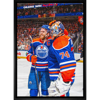 Connor Mcdavid Oilers with Skinner - Framed Canvas - 22" x 31"-Premium canvas print with gallery-wrapped edges
