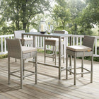 Modway - Conduit Terrasse extérieure Rotin en osier Tabouret de bar - Beige gris clair - Ensemble de 4-Cadre en aluminium revêtu en poudre
