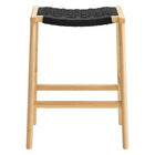 Modway - Saoirse Tabouret de comptoir en corde tissée en bois - Noir naturel - Ensemble de 2-8