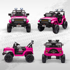 Qaba - Voiture camion 12V pour enfants à chevaucher avec télécommande, portes ouvrables - rose-Ceinture de sécurité et affichage de la batterie pour plus de sécurité et de praticité 