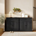 HOMCOM 31.5" L Sideboard Buffet Cabinet - Black Wood Grain-Versatile design works as a buffet, coffee bar cabinet, or entryway cabinet