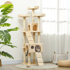 PawHut 68" Multi-Level Large Cat Tree Tower with Condo - Beige-Post made with the wear-resistant sisal rope for your cat's scratching and grooming needs 