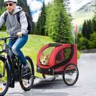 Aosom Pet Bike Wagon and Cargo Carrier with Hitch and Reflectors - Red-Zippered front and back doors for easy entry 