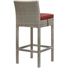 Modway Conduit Outdoor Patio Wicker Rattan Bar Stool - Light Gray Currant - Set of 4-Water and UV Resistant