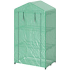 Outsunny - serre mini à 4 niveaux avec étagères de rangement, porte à enroulement zippée, cadre en acier et housse en PE- La mini-serre convient aux espaces restreints  
