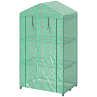 Outsunny - serre mini à 4 niveaux avec étagères de rangement, porte à enroulement zippée, cadre en acier et housse en PE- La mini-serre convient aux espaces restreints  
