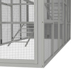 PawHut Outdoor Wooden Combinable Design Chicken Coop with Run - Grey-Equipped with perches and two ladders 