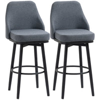 HOMCOM - Tabourets de bar hauteur comptoir pivotants avec pieds en acier - gris charbon - paquet de 2-Ensemble de deux tabourets de bar hauts au style classique 
