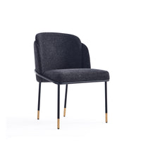 Manhattan Comfort Flor 22.83" Modern Twill Weave Upholstered Dining Chair - Black-Modern Dining Chair Perfect for Dining and Home Office Use
