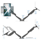 ShoppingAll - Support pour écran et ordinateur portable 2 en 1 avec 2 bras pivotants - Noir-Ce support de bureau entièrement réglable peut être fixé à l'aide d'une pince en C ou d'un passe-fil sur n'importe quelle surface de travail.