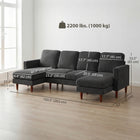 HOMCOM U-Shaped Sectional Couch with Double Chaise - Dark Grey-U-shaped design provides ample space for lounging, relaxation and social gatherings  
