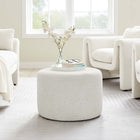 Modway Callum Large 23" Round Woven Heathered Fabric Upholstered Ottoman - Heathered Weave/Ivory-Arrives Fully Assembled