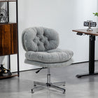 HOMCOM Armless Office Desk Chair with Wide Thick Padded Seat - Grey-Breathable linen-look fabric on the office chair keeps you cool and comfortable throughout the day