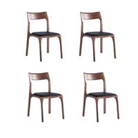 Manhattan Comfort - Chaise de salle à manger moderne Moderno 45 cm en similicuir, noyer et noir, lot de 4-Chaise de salle à manger moderne parfaite pour une utilisation dans la salle à manger et au restaurant