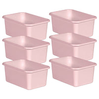 Teacher Created Resources - Blush Petit bac de stockage en plastique, paquet de 6-Les petits livres, les blocs-notes, les jouets, les jeux et les fournitures peuvent être rangés pour aider votre chambre à rester sans encombrement.