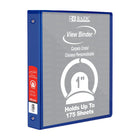 BAZIC Products 1" 3-Ring View Binder with 2 Pockets - Blue - 6 Pack-Clear View Cover on front, back & side