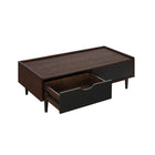 Manhattan Comfort Duane Mid-Century Modern End Table and Coffee Table - Dark Brown and Black - Set of 2-21.65" L x 47.24" W x 19.68" H