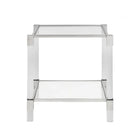 Plata Import Jacques 21"H Square Side Table - Silver-The table also boasts two glass shelves