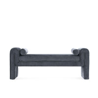 Manhattan Comfort - Banc moderne Concord 59" en tissu chenille - Noir-Banc moderne et glamour pour chambre et salon
