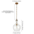 Hudson&Canal Verona 11" Wide Pendant with Glass Shade - Brass/Clear-8