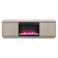 Hudson&Canal - Meuble TV Presque avec foyer en cristal de 26 pouces pour téléviseurs jusqu'à 75 pouces - Blanc aulne-Un design contemporain pouvant accueillir des téléviseurs jusqu'à 75 pouces pour votre espace de divertissement