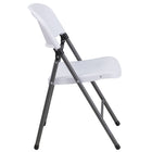 Flash Furniture HERCULES Granite Plastic Folding Chair with Charcoal Frame - White-Lightweight design for easy transportation and storage