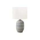 Monarch Specialties 22" H Contemporary Table Lamp - Grey Ceramic / Ivory / Cream Shade-A contemporary 22"h table lamp featuring a chic grey ceramic base and a sophisticated ivory fabric shade that effortlessly complements modern decor styles, adding a touch of elegance to any end or side table, console table, or nightstand
