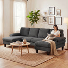 HOMCOM - canapé sectionnel en forme de U avec accoudoirs à dessus coussiné - gris foncé-Les coussins de dossier moelleux et les accoudoirs avec dessus matelassé apportent un confort et un soutien supplémentaires   