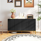 HOMCOM 55.1" L Sideboard Buffet Cabinet - Black-3-level adjustable shelves provide you more storage options