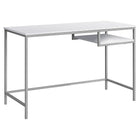 Monarch Specialties 7368 48" Computer Desk - White/Silver Metal-Spacious desk top in a chic white laminated finish