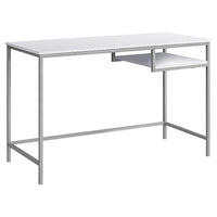Monarch Specialties 7368 48" Computer Desk - White/Silver Metal-Spacious desk top in a chic white laminated finish