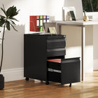 Vinsetto 3-Drawer Steel Letter/A4 Filing Cabinet - Black-Doubles as a convenient printer table
