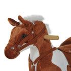 Qaba - Cheval à bascule en peluche sur rockers en bois - marron et blanc-Couleur : Marron clair/Blanc 
