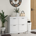 HOMCOM Narrow Shoe Cabinet with Flip Drawers & Adjustable Shelf for Entryway - White-2-level adjustable inner shelves are removable to store various of shoes