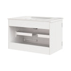 Modway - Zia Fixation murale de 30" Meuble de salle de bain avec lavabo en marbre - Ivoire-Base en bois massif de mangue avec motif cannelé