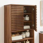 Modway Render Tall Bathroom Storage Cabinet - Walnut-Adjustable Shelves