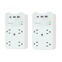 ShoppingAll Huntkey Multi Plug Outlet Extender Surge Protector Splitter with 4 Outlets and 3 USB Ports - 2 Pack-Features 4 AC outlets, 2 USB-A ports, and 1 USB-C port so you can power multiple devices from one wall outlet
