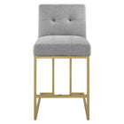 Modway Privy Gold Stainless Steel Upholstered Fabric Counter Stool - Gold/Light Grey-Counter Stool Weight Capacity: 331 lbs.