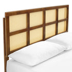 Modway Sidney Cane and Wood Full Platform Bed with Splayed Legs - Walnut-Rubberwood Legs