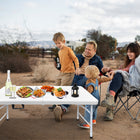 Homy Casa 4 ft Wood-Grain Portable Plastic Foldable Table with 4 adjustable Heights - White-No assembly is needed, so setup only takes a few seconds
