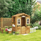 Outsunny Outdoor Kids Playhouse with Door and Windows - Yellow-A long bench allow your kid to rest and socialize 