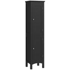 Kleankin Tall Bathroom Storage Cabinet with Adjustable Shelves - Black-Enclosed cabinets neatly arrange your collection of bathroom essentials
