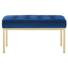 Modway - Loft Médium à jambe en acier inoxydable doré Performance Velvet Banc - Marine d’or-Coussin rembourré en mousse dense
